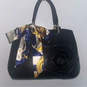 Twilly Women Handbag Purse Neck Tie Headband Bag Scarf 1 Blue Cream Gold Yellow